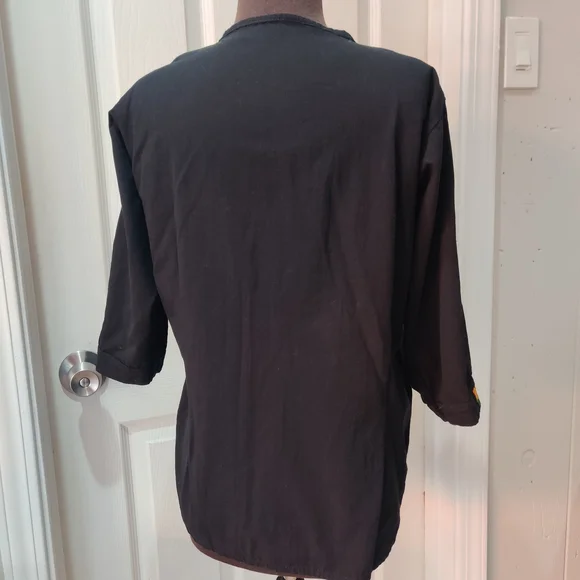 Traditional Mexican Black Blouse with Embroidery Accent - Picture 3 of 7